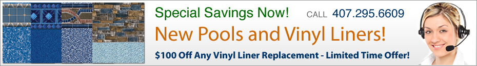 Vinyl liner replacement and the best vinyl liner swimming pools in Orlando, FL.